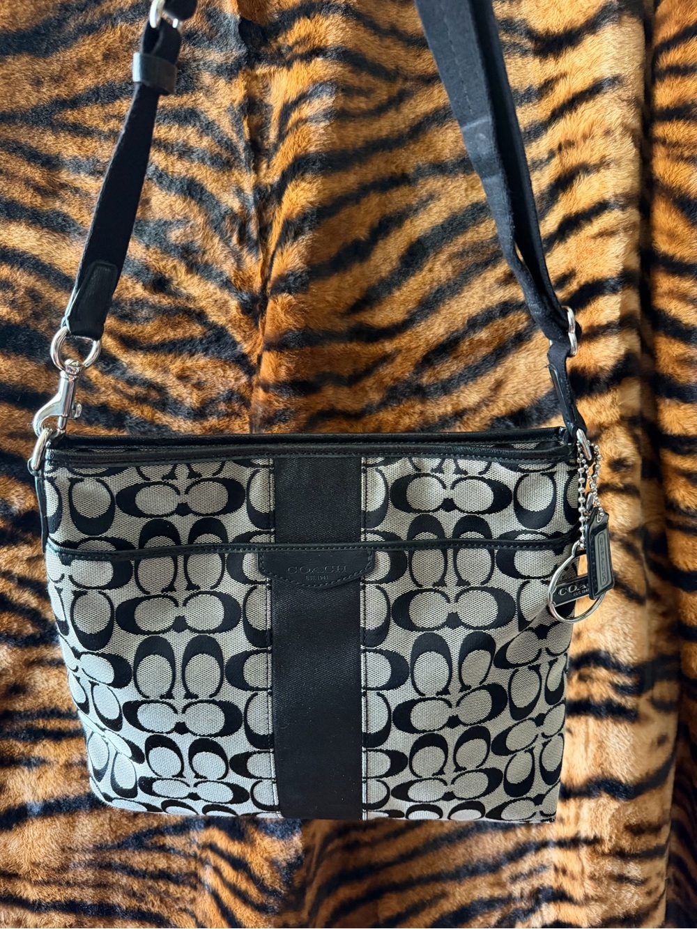 Coach Black and Gray Signature Crossbody